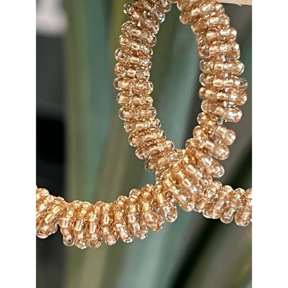 CRYSTAL AVENUE Seedbead drop hoop post earrings NWT - Picture 2 of 4